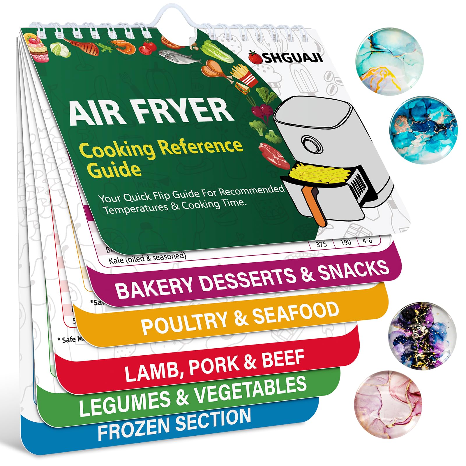 Air Fryer Cheat Sheet Magnets Cooking Guide Set