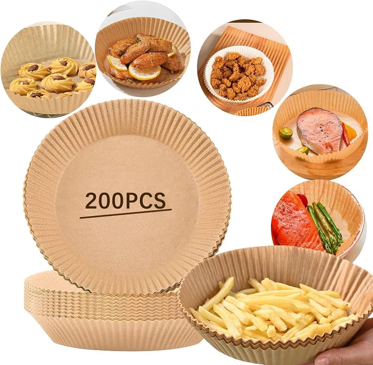 BYKITCHEN 200PCS Air Fryer Paper Liners, 8.5 Inch Round