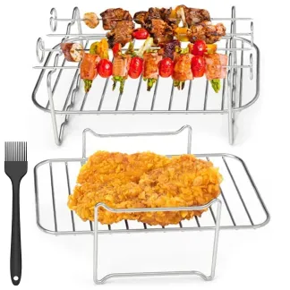 Keadic 2-Pack Stainless Steel Air Fryer Rack with Skewers